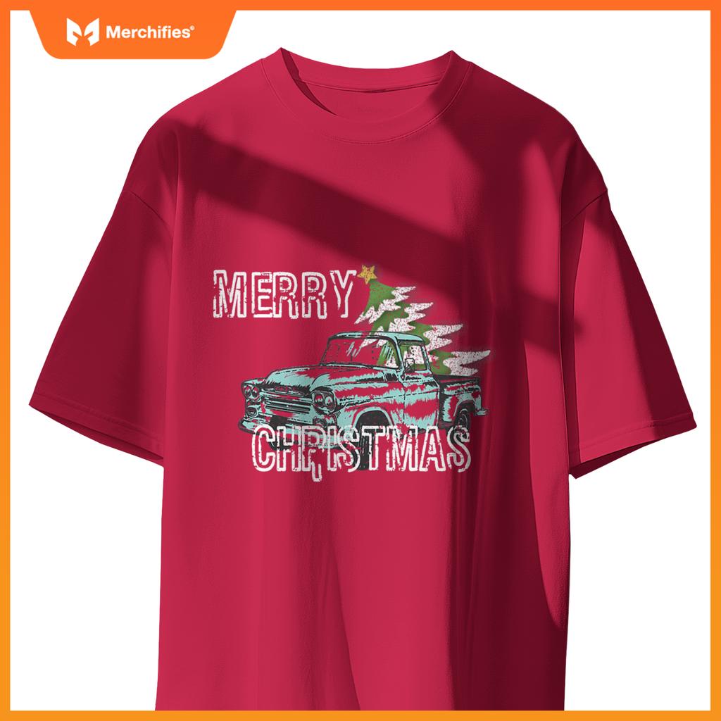 Old Truck Christmas Tree Vintage Merry Xmas T-Shirt