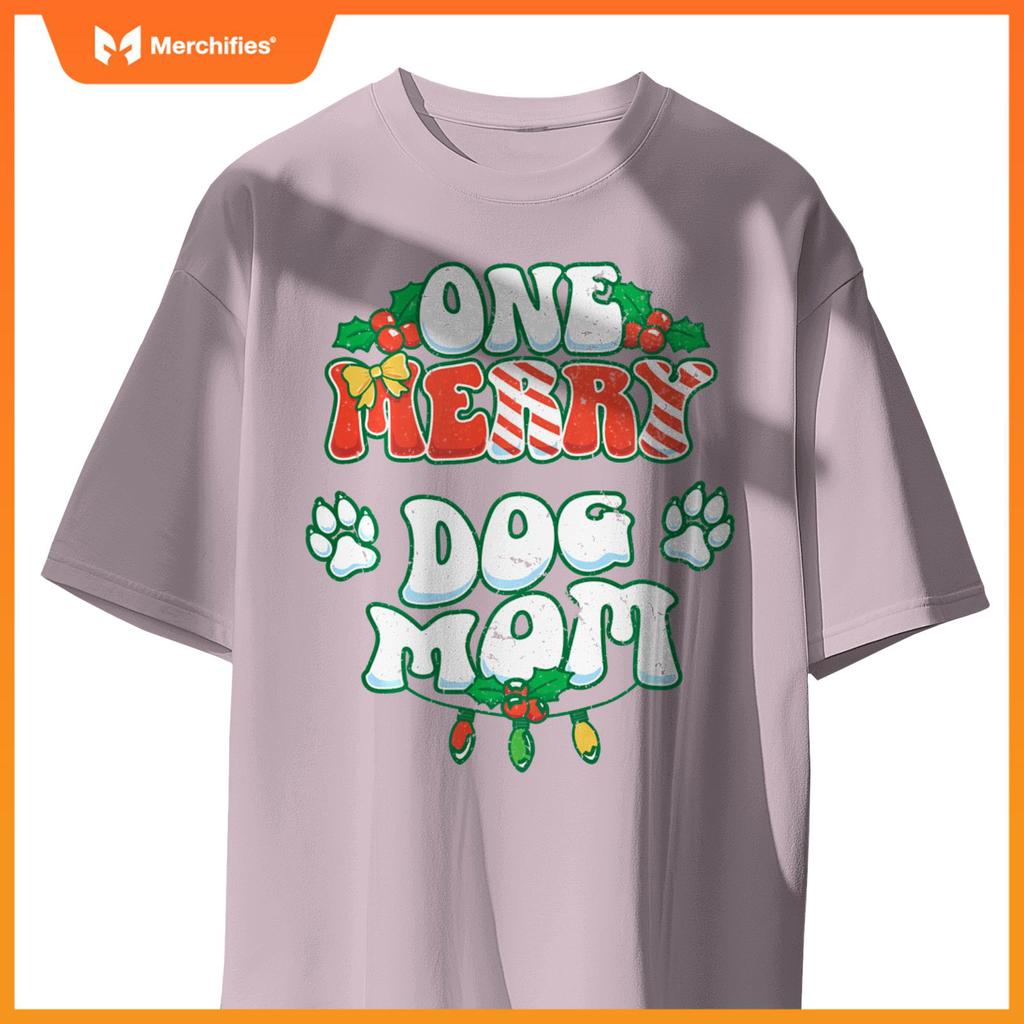 One Merry Dog Mom Christmas Xmas Holiday T-Shirt