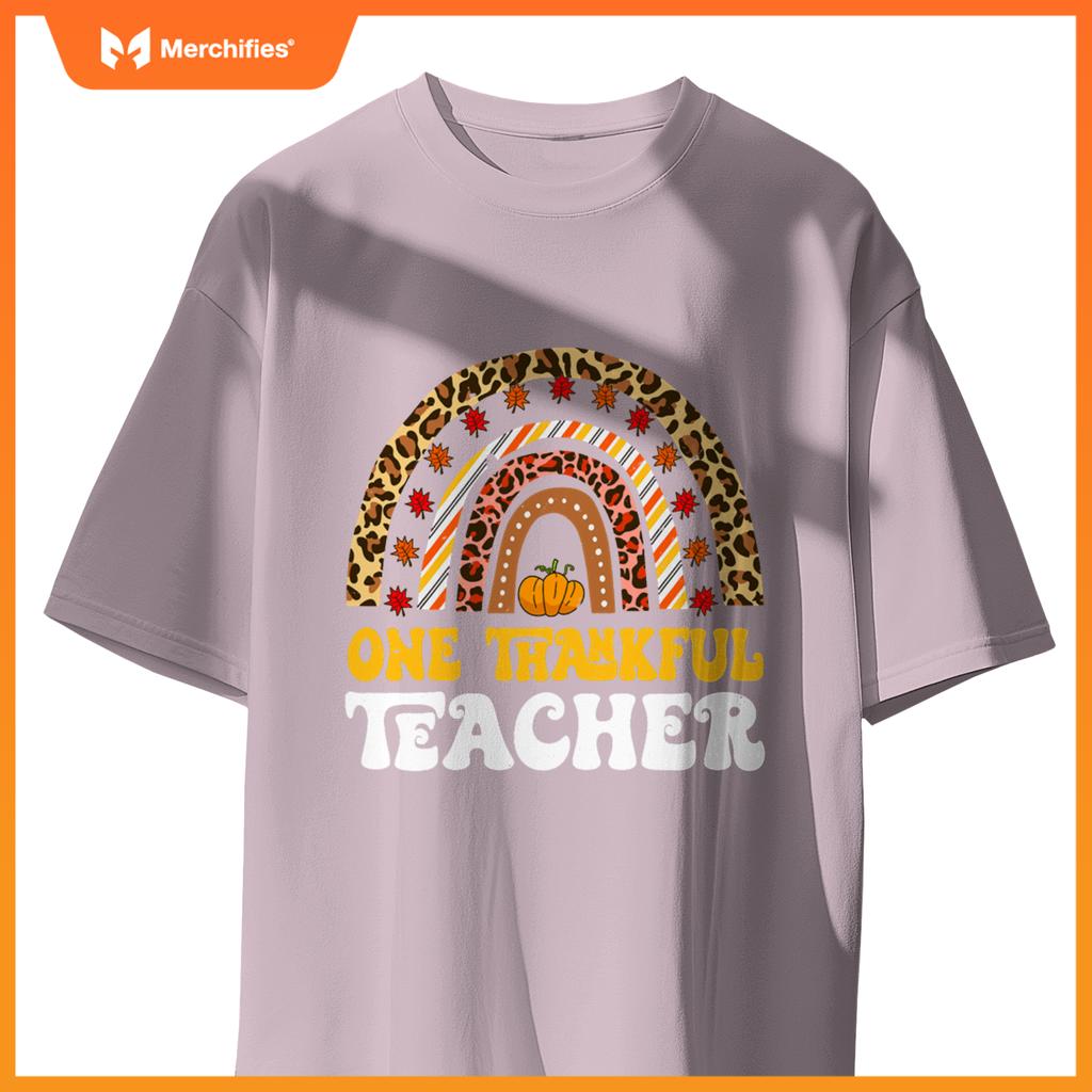One Thankful Teacher Thanksgiving Rainbow Leopard Fall