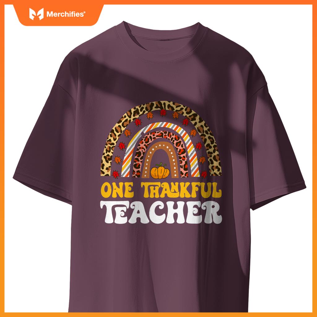 One Thankful Teacher Thanksgiving Rainbow Leopard Fall