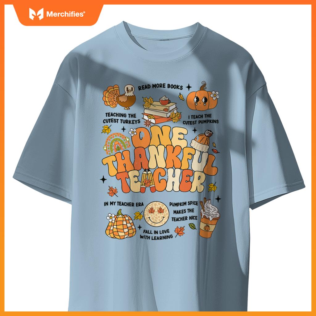 One Thankful Teacher Thanksgiving Retro Autumn Fall Teachers