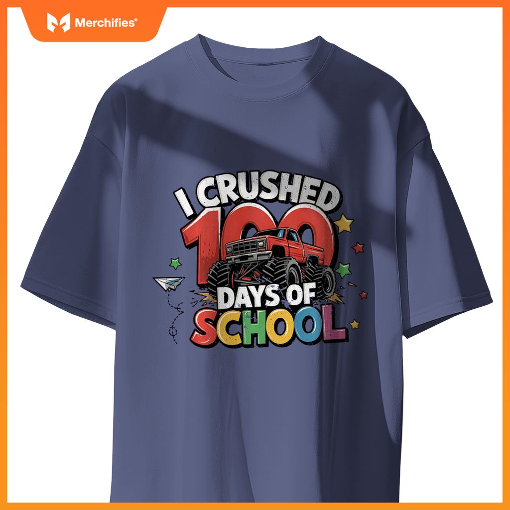 I Crushed 100 Days of School - Fun Monster Truck T-Shirt