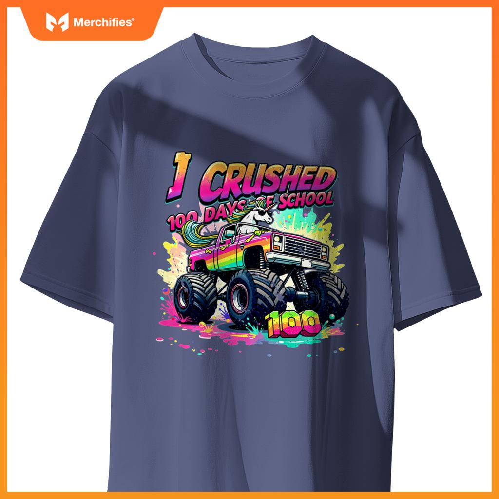 I Crushed 100 Days of School Monster Truck Unicorn Toddler T-Shirt