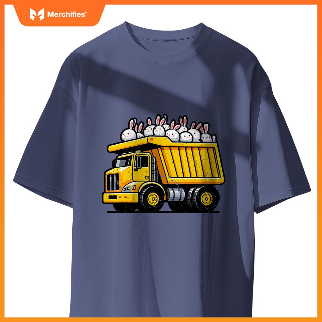 Kids Construction Dump Truck Bunnies Christian Easter Day T-Shirt