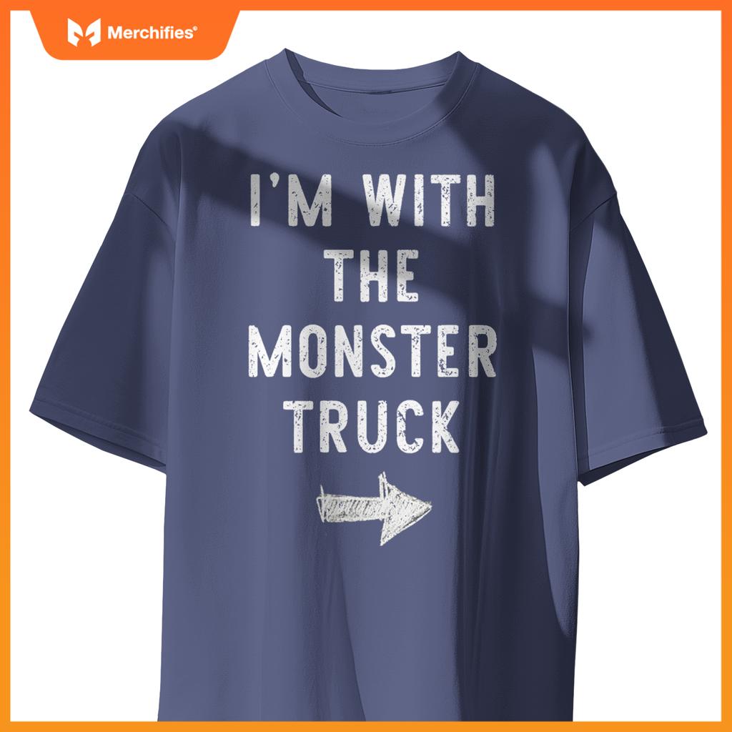 I'm With The Monster Truck Costume Halloween Matching Couple T-Shirt