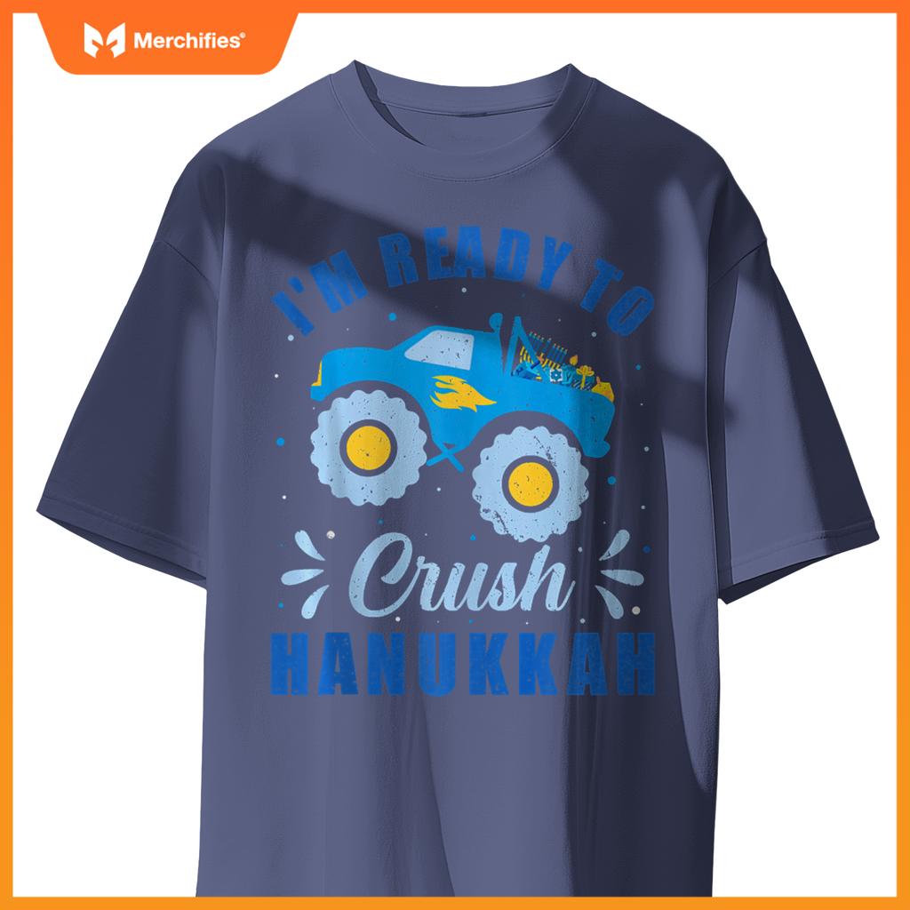 I'm Ready to Crush Hanukkah Monster Truck Chanukah Kids Boys T-Shirt