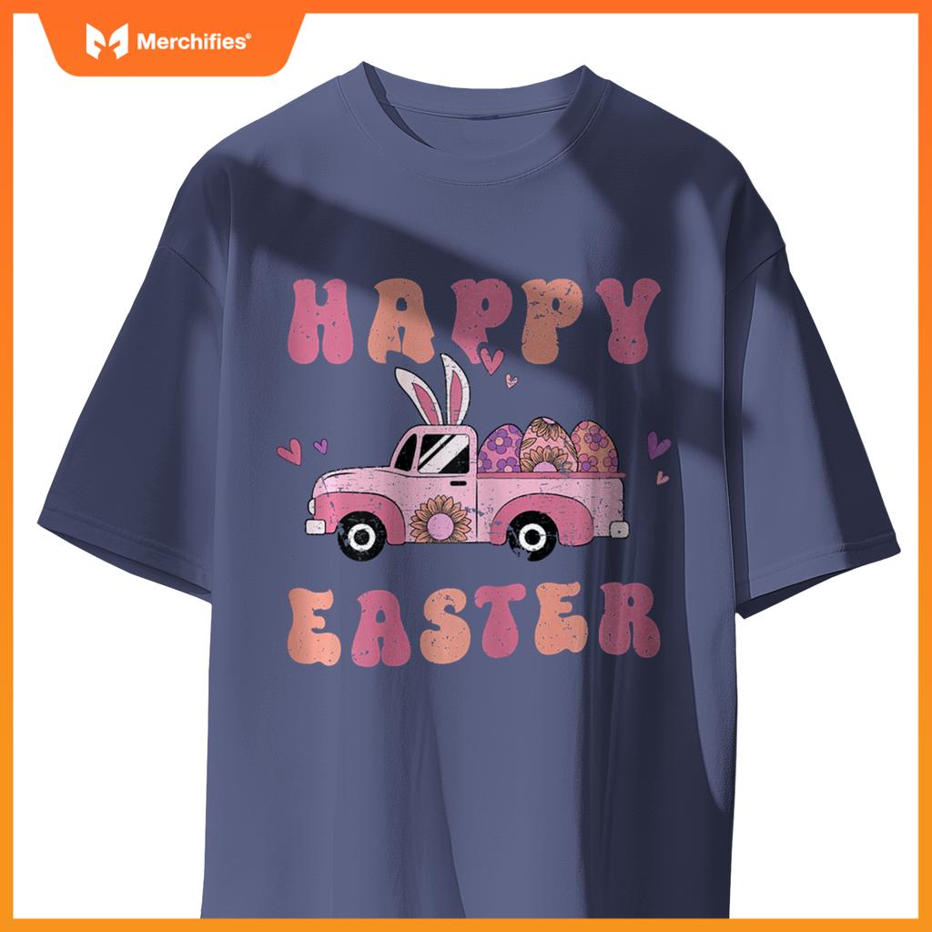 Happy Easter Bunny Truck Rabbit Easter Women Girls T-Shirt