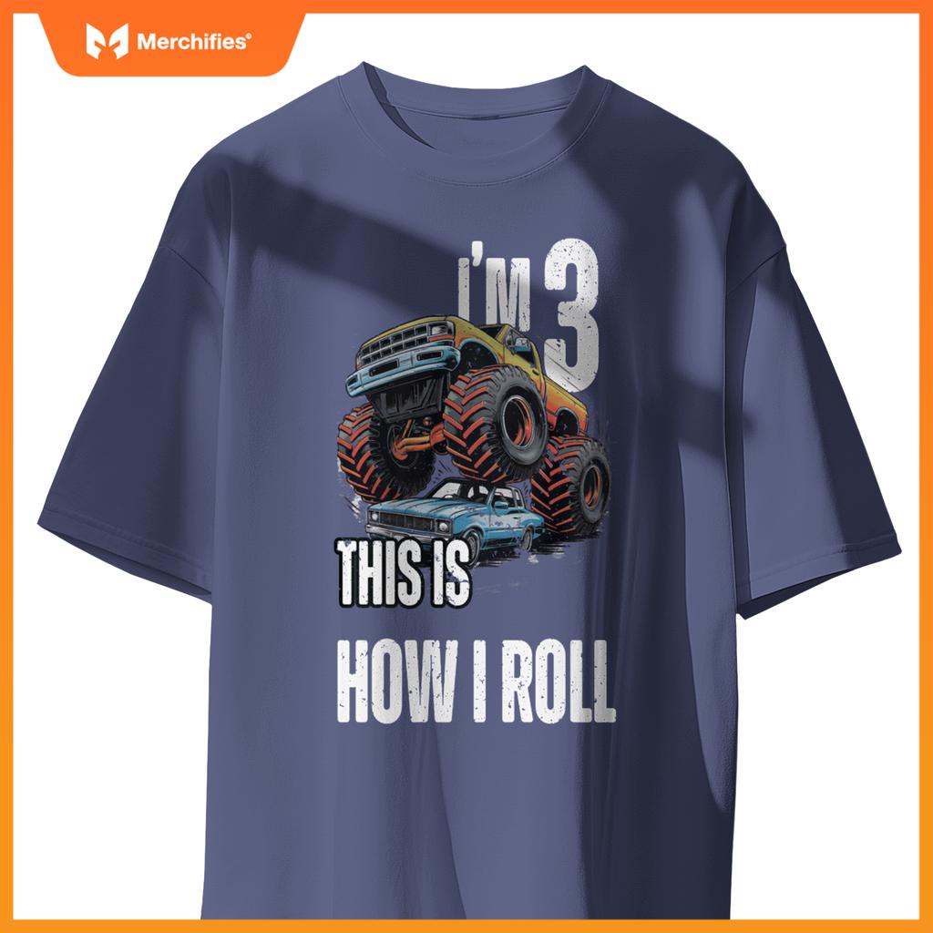 Monster Truck 3 Year Old Toddlers Boy 3rd Birthday Party Car T-Shirt