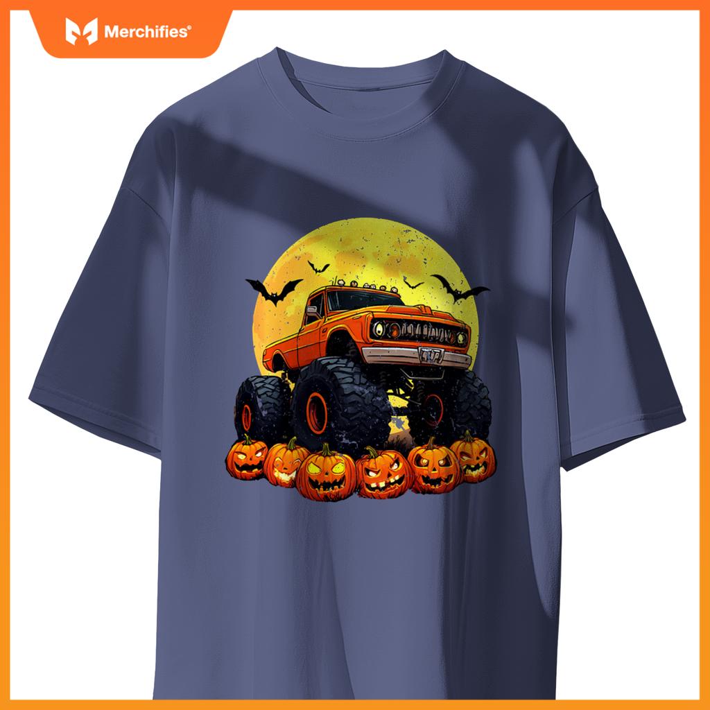 Monster Truck Ghost Pumpkin Toddler Costume Boys Halloween T-Shirt