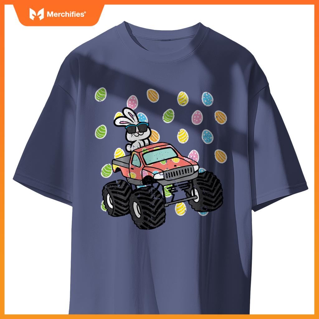 Kids Easter Bunny On Monster Truck Eggs Rabbit Toddler Boys Kids T-Shirt