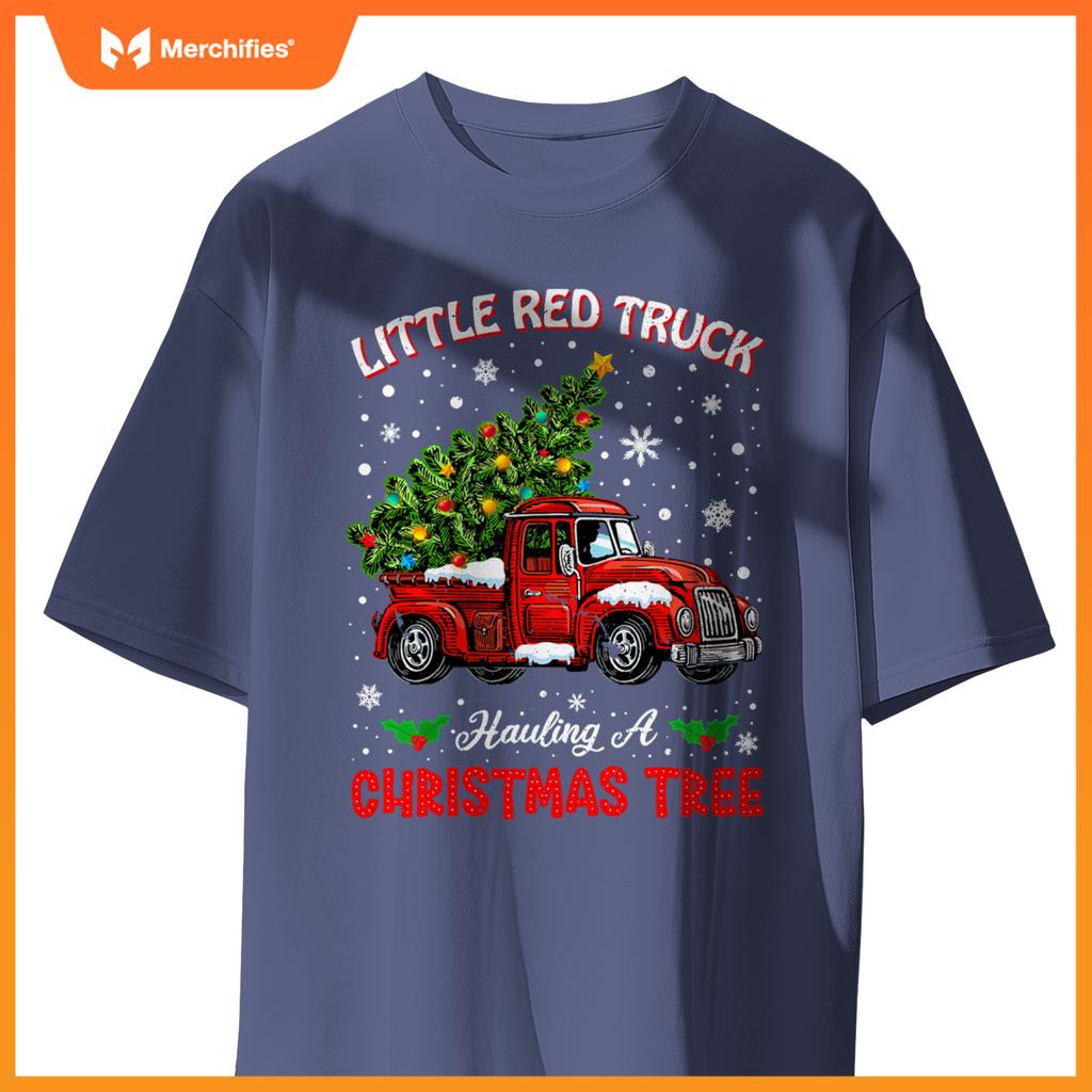 Little Red Truck Hauling A Christmas Tree T-Shirt