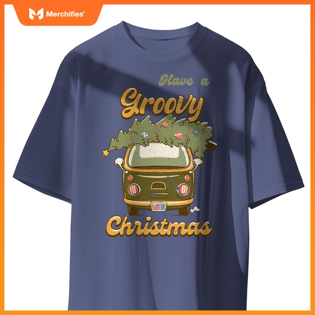Have Yourself A Groovy Christmas Truck Happy Holiday Xmas T-Shirt