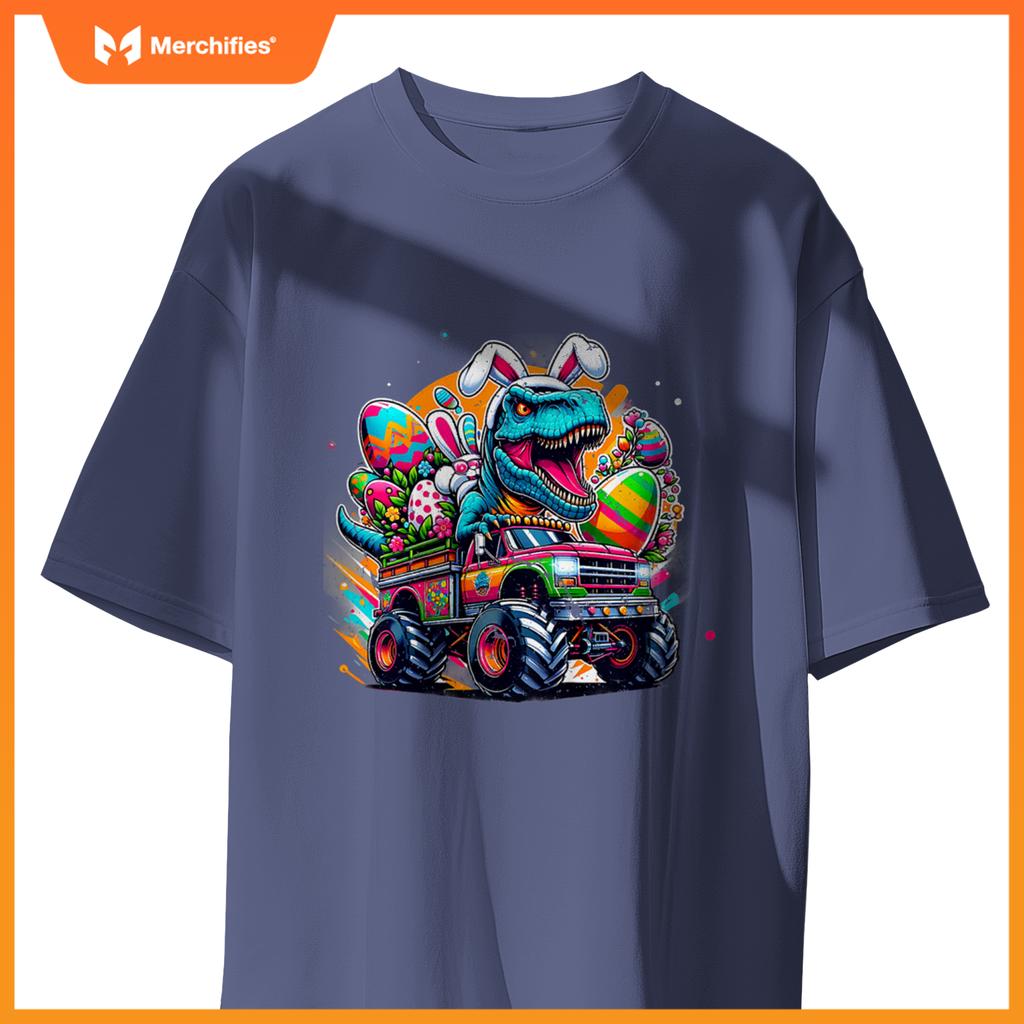 Kids Easter S Boys Toddler Boy Rabbit Bunny T Rex Dino Truck T-Shirt