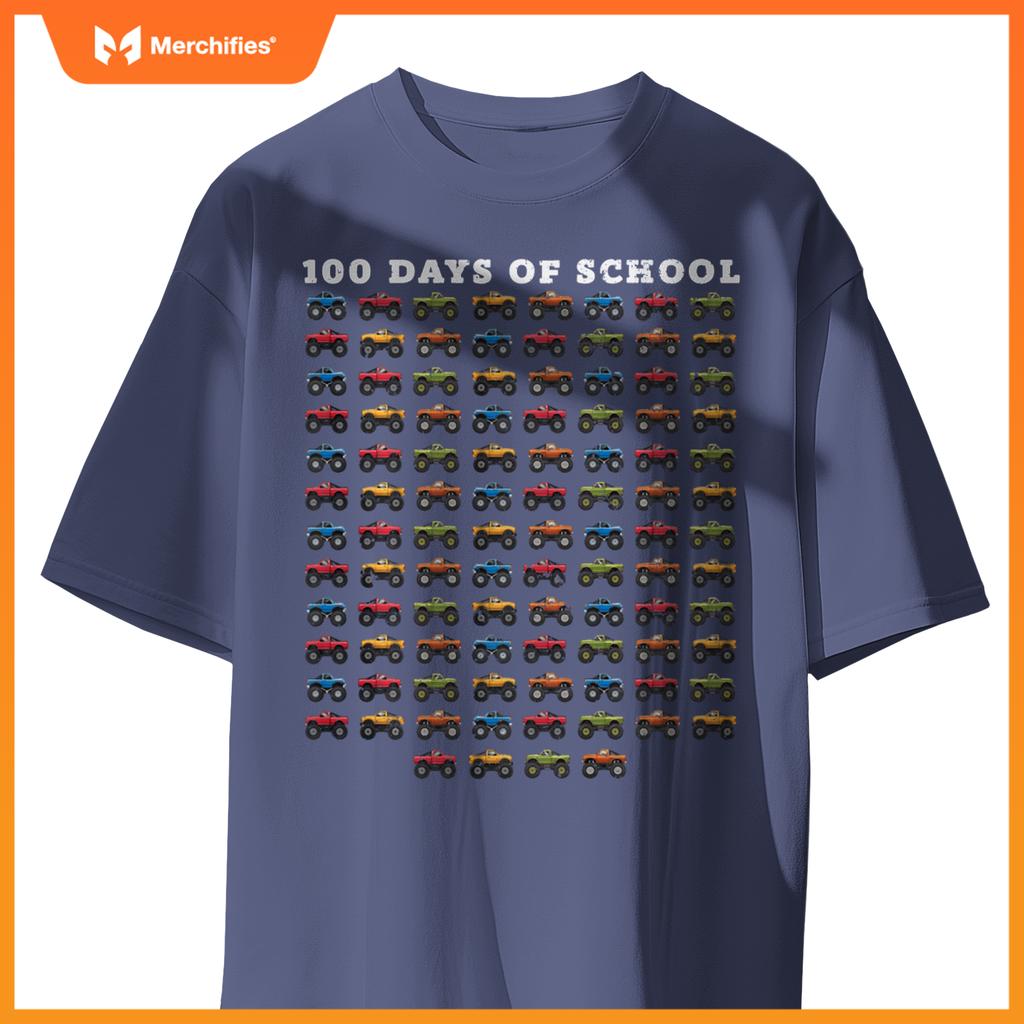 Monster Truck Boys 100 Days of School 100th Day of School T-Shirt