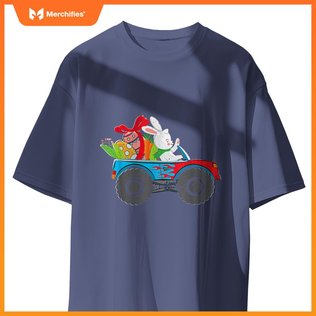 Kids Easter Rabbit Riding Monster Truck  Boys Girls T-Shirt
