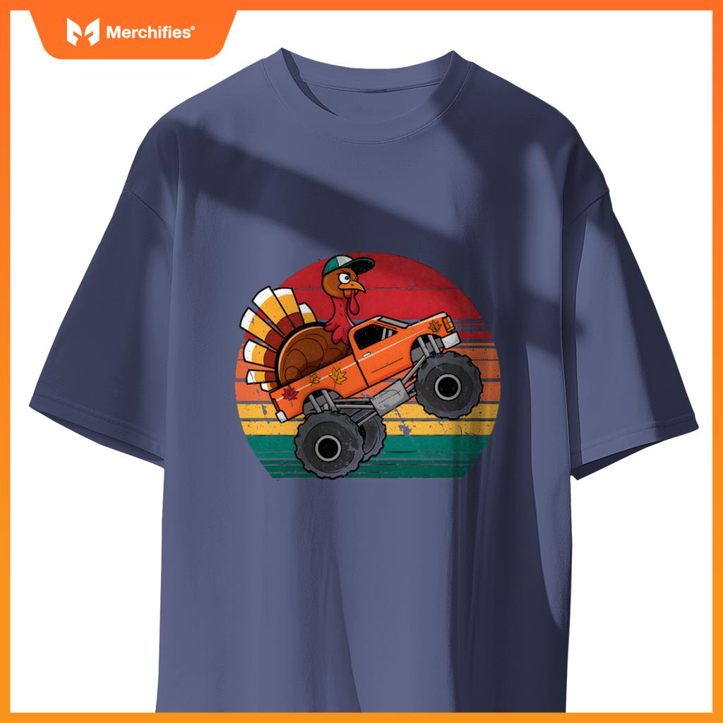 Monster Truck Turkey Sunset Toddler Thanksgiving T-Shirt