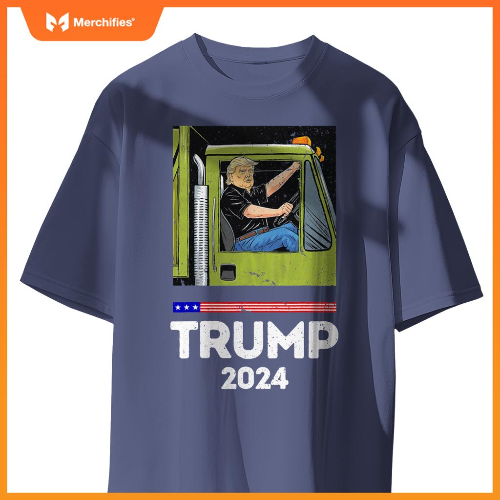Funny Trump Driving Garbage Truck - Team Garbage T-Shirt