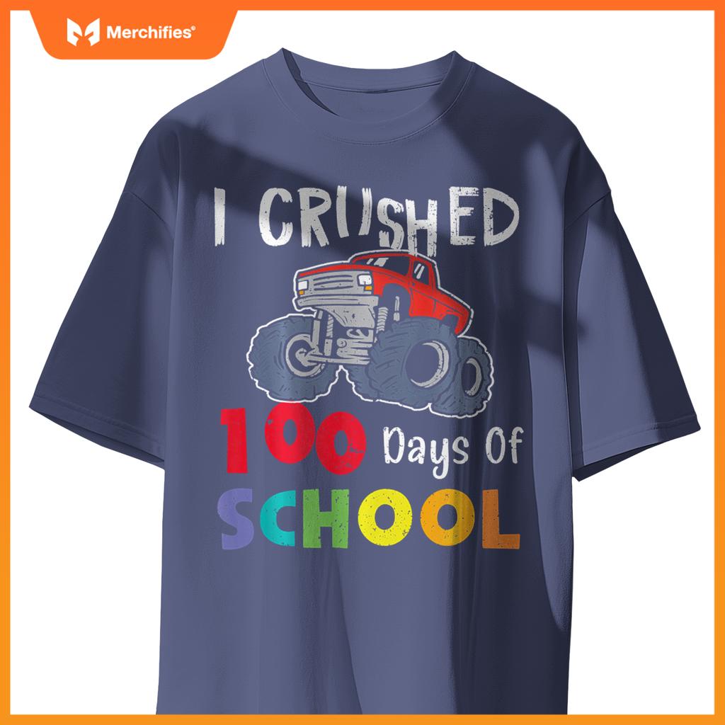 I Crushed 100 Days Of School Monster Truck Kids T-Shirt