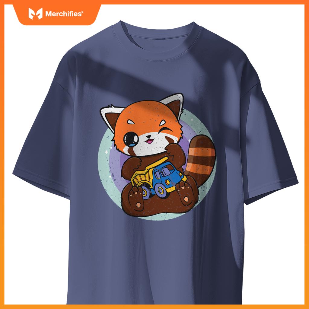Kawaii Red Panda With Toy Car Truck Cute Chibi Anime Otaku T-Shirt