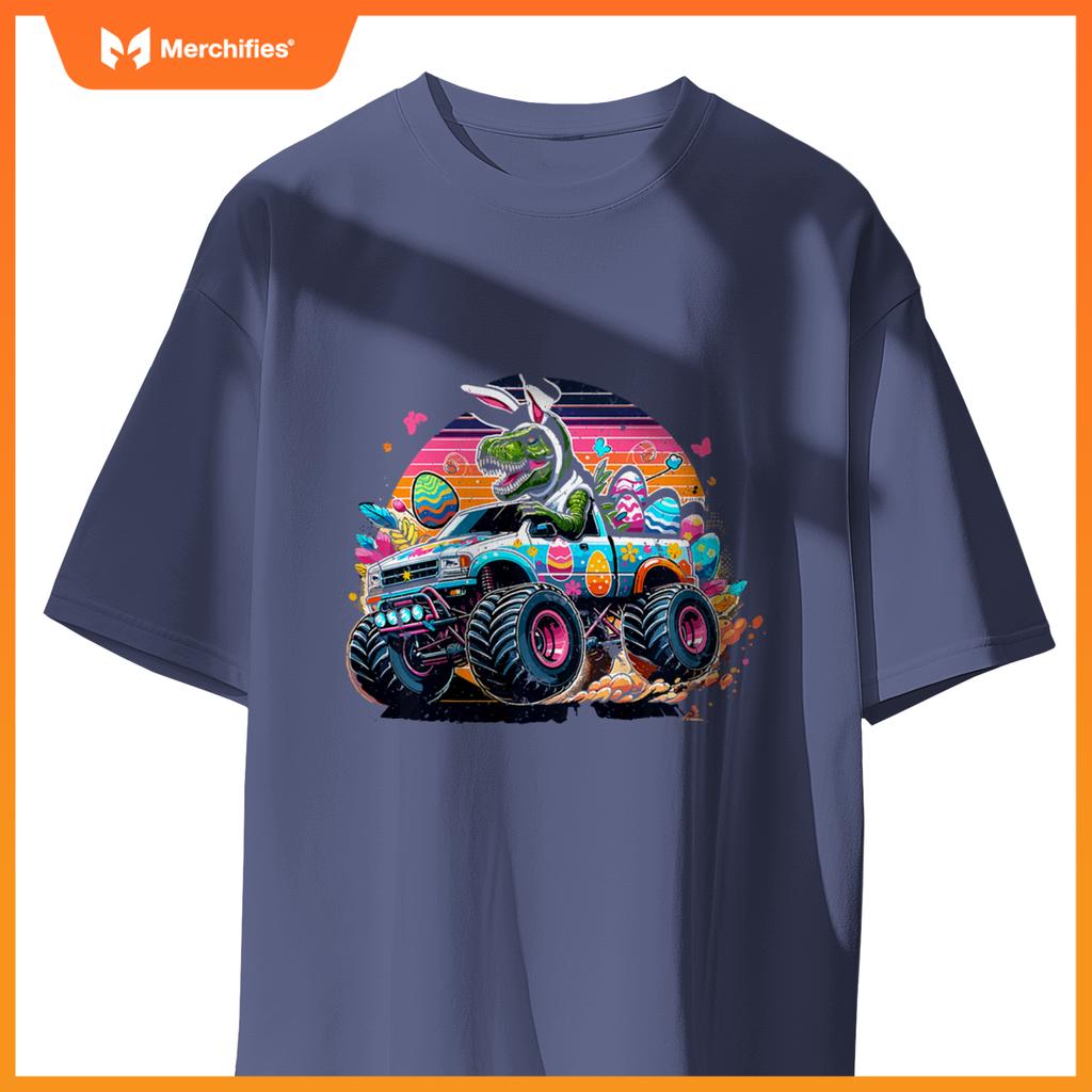 Kids Easter S Boys T Rex Dinosaur Rabbit Truck Toddler Boy T-Shirt