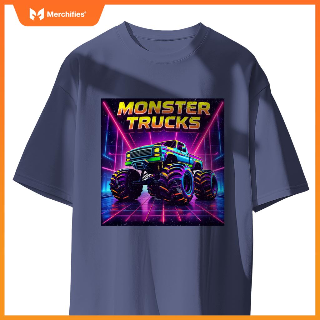 Monster Truck Birthday Party Retro Monster Trucks Boys Girls T-Shirt
