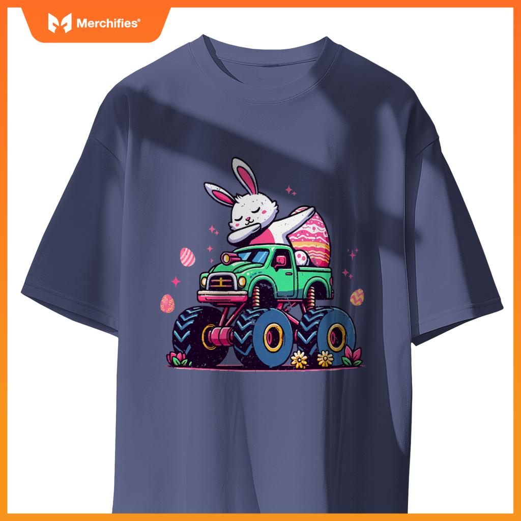 Kids Easter Day Bunny Monster Truck Eggs Cool Rabbit Dabbing T-Shirt