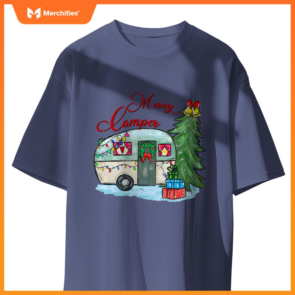 Merry Camper Christmas Santa Camper Camping Truck Xmas Tree T-Shirt