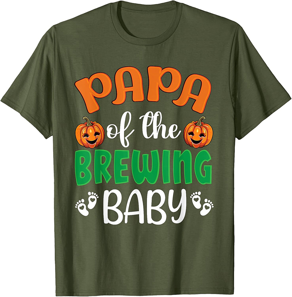 Papa Halloween Baby Shower Pumpkin Brewing Baby Matching T-Shirt