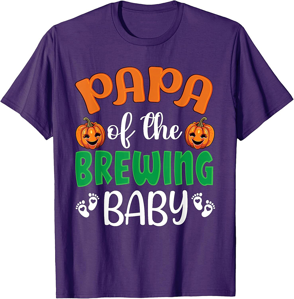 Papa Halloween Baby Shower Pumpkin Brewing Baby Matching T-Shirt