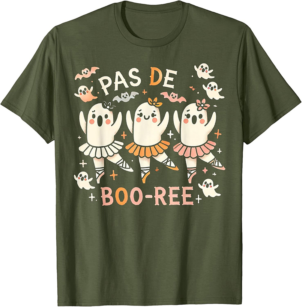 Pas de BOO Ree Ghost Ballet Dancer Halloween Dance Teacher T-Shirt