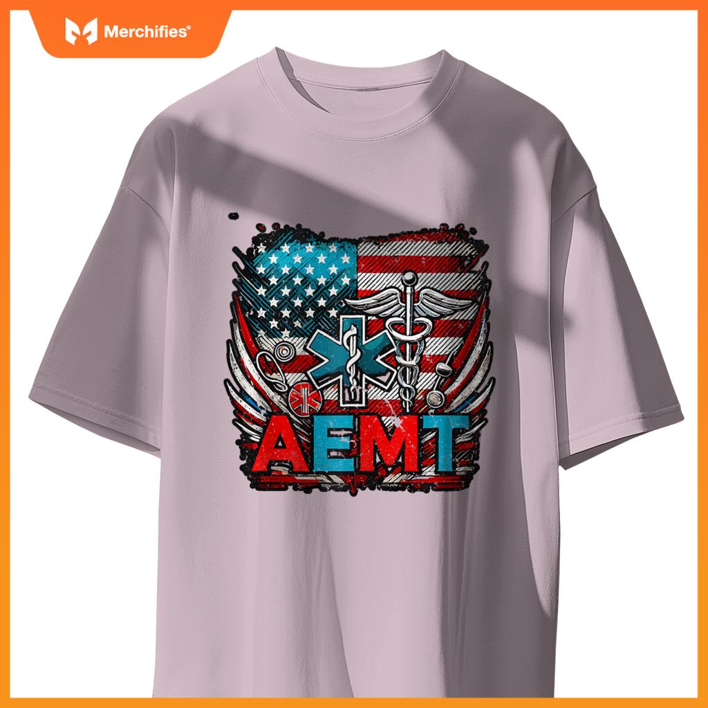 Patriotic AEMT Medical Technician First Aider T-Shirt