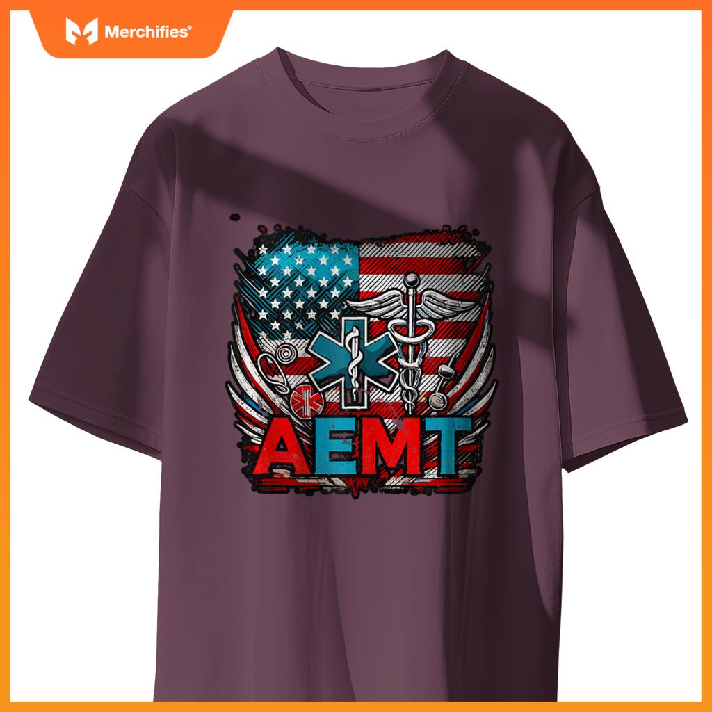 Patriotic AEMT Medical Technician First Aider T-Shirt