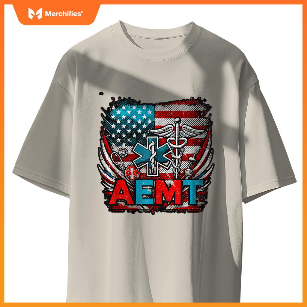 Patriotic AEMT Medical Technician First Aider T-Shirt