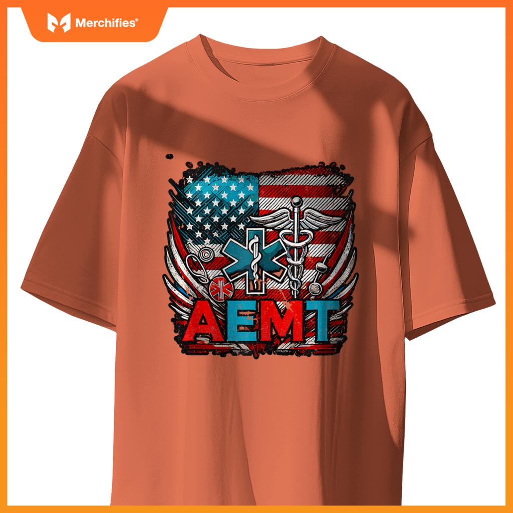 Patriotic AEMT Medical Technician First Aider T-Shirt