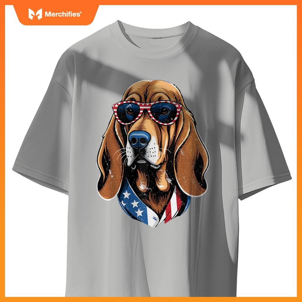 Patriotic Bloodhound Dog American Flag Men Women Bloodhound T-Shirt