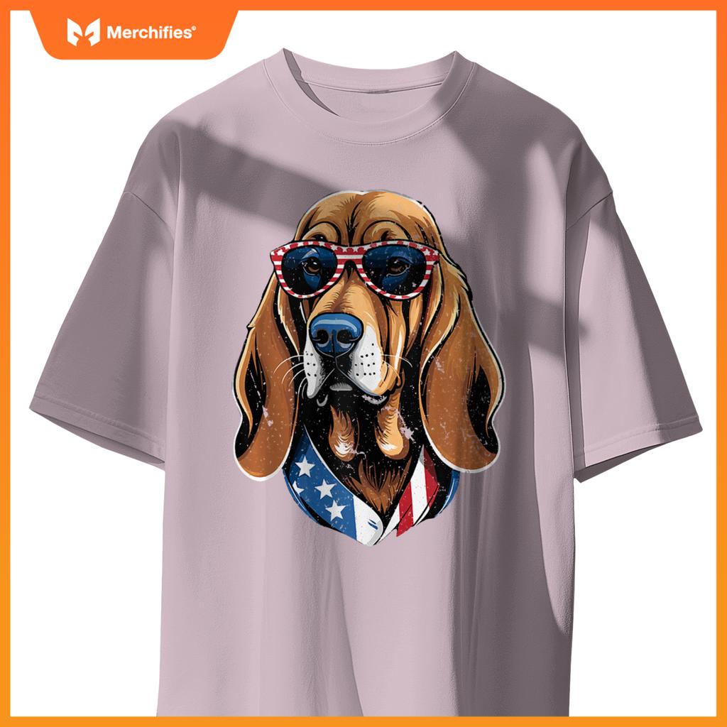 Patriotic Bloodhound Dog American Flag Men Women Bloodhound T-Shirt