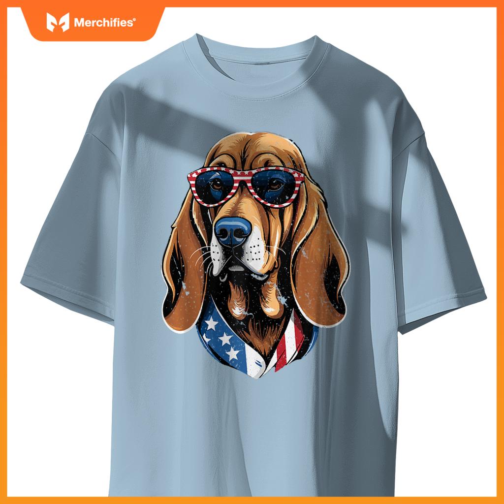 Patriotic Bloodhound Dog American Flag Men Women Bloodhound T-Shirt