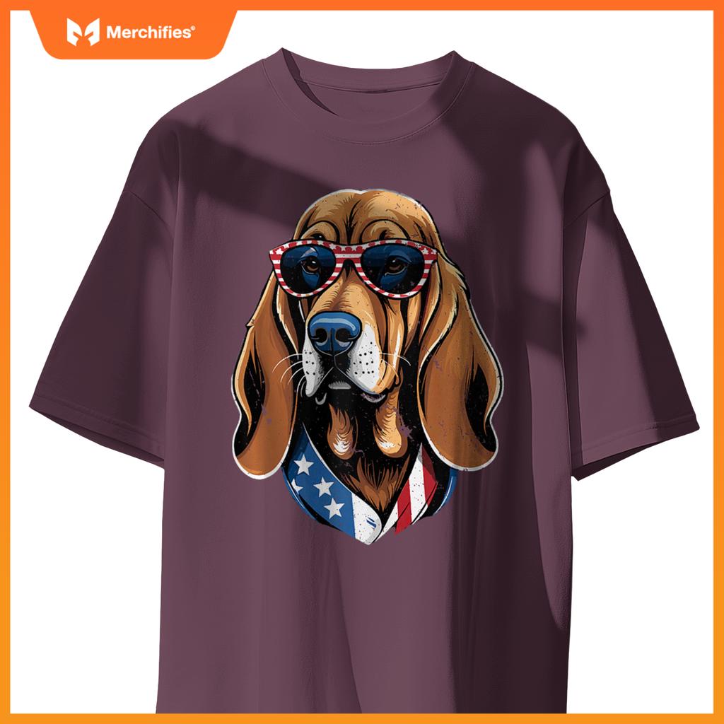 Patriotic Bloodhound Dog American Flag Men Women Bloodhound T-Shirt