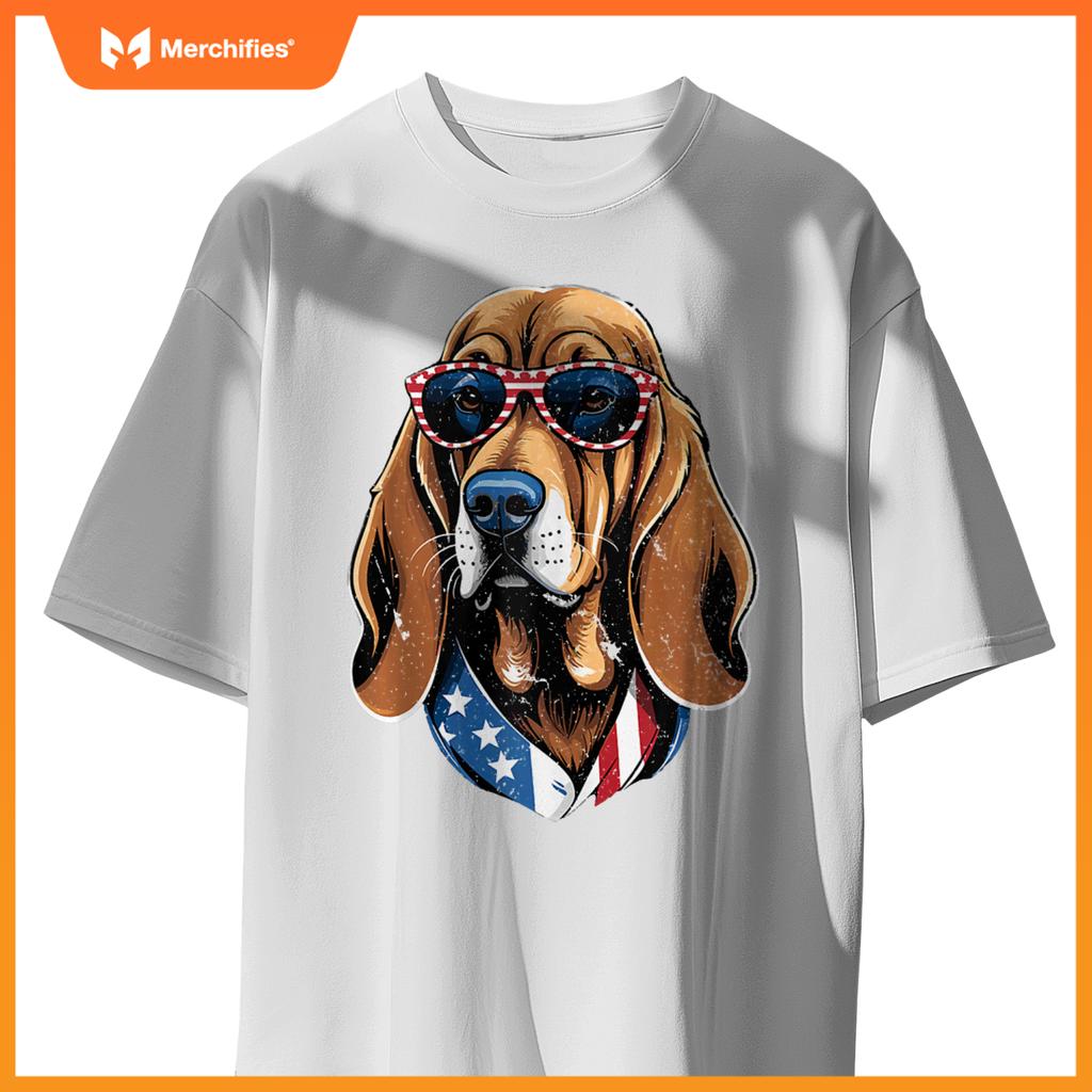 Patriotic Bloodhound Dog American Flag Men Women Bloodhound T-Shirt