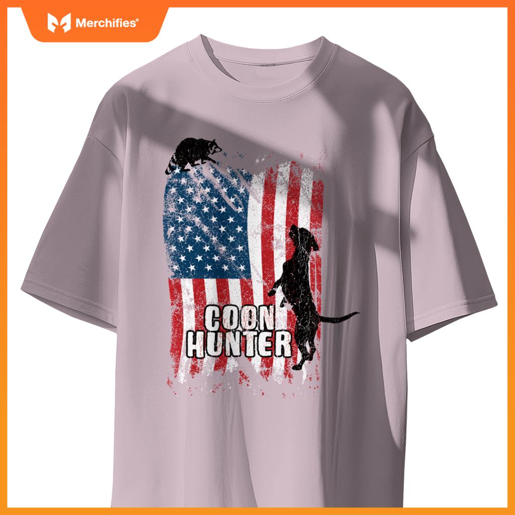 Patriotic Coon Hunting Dogs American Flag T-Shirt
