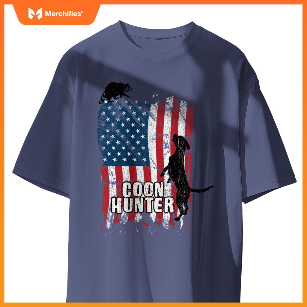 Patriotic Coon Hunting Dogs American Flag T-Shirt