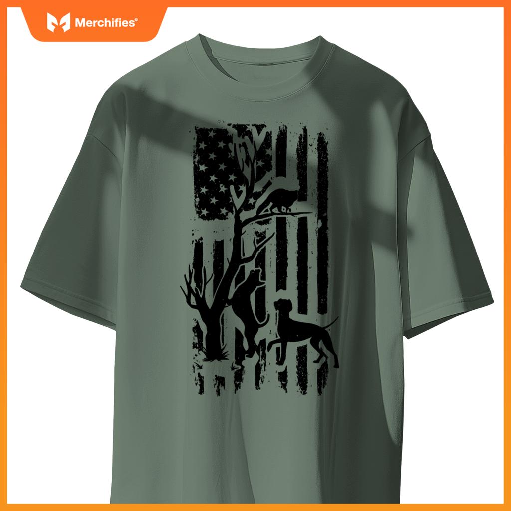 Patriotic Coonhunter USA Flag Hunting Dog Coon Hound T-Shirt
