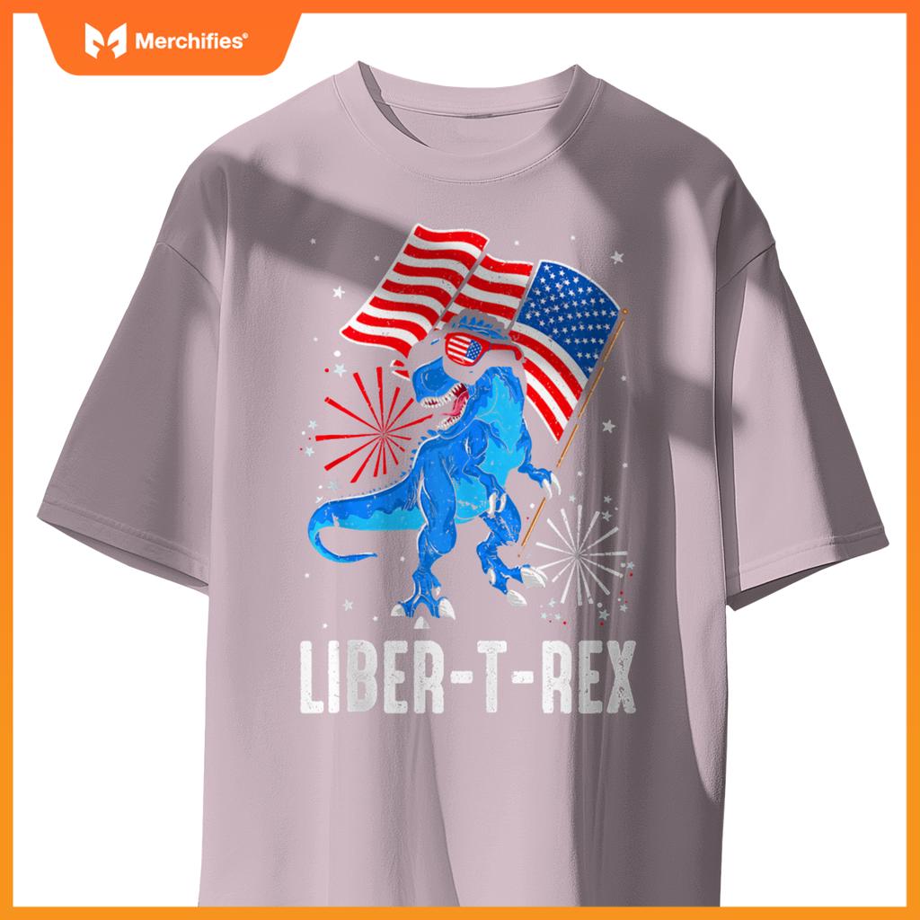 Patriotic Dinosaur 4th Of July USA Flag T Rex American Dino T-Shirt