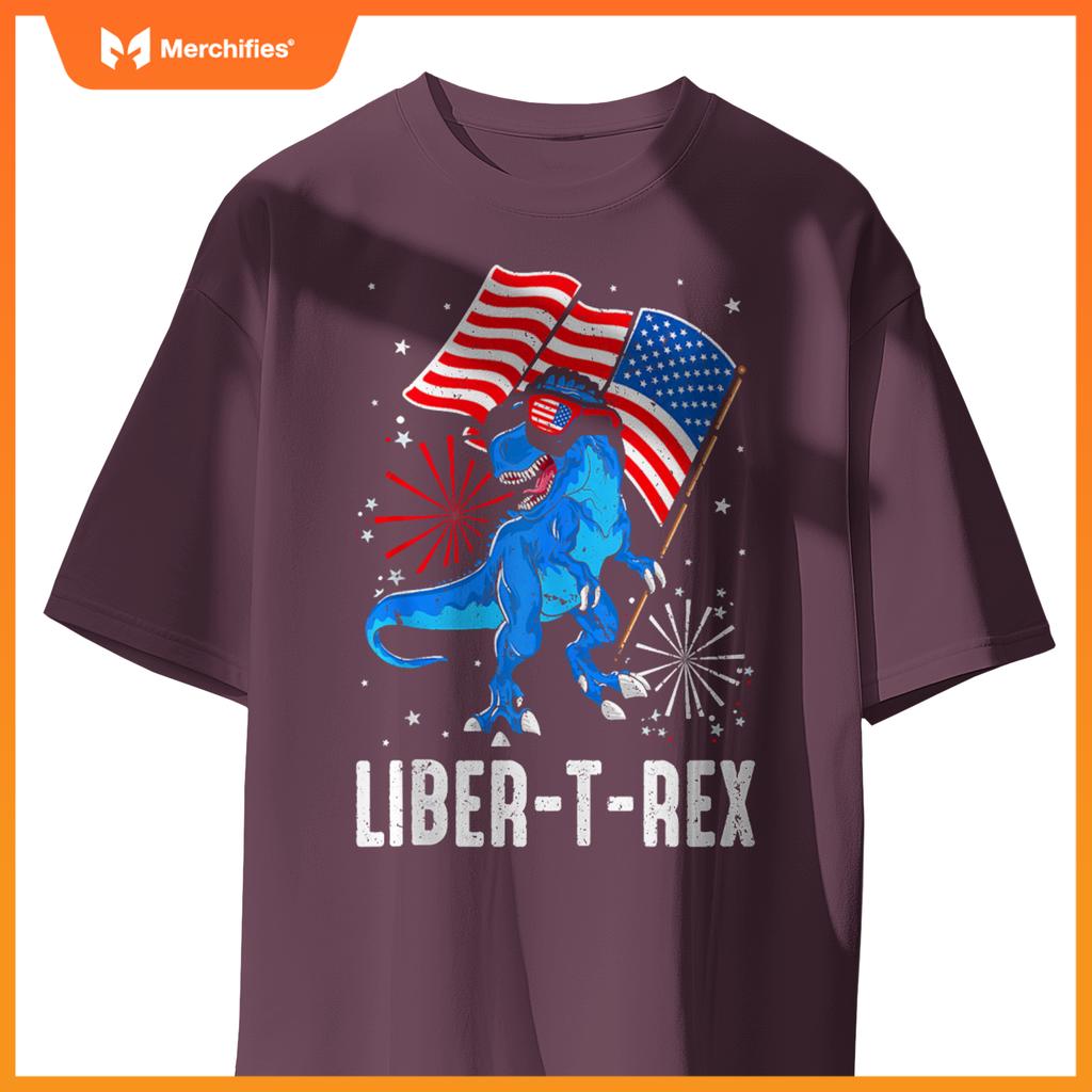 Patriotic Dinosaur 4th Of July USA Flag T Rex American Dino T-Shirt