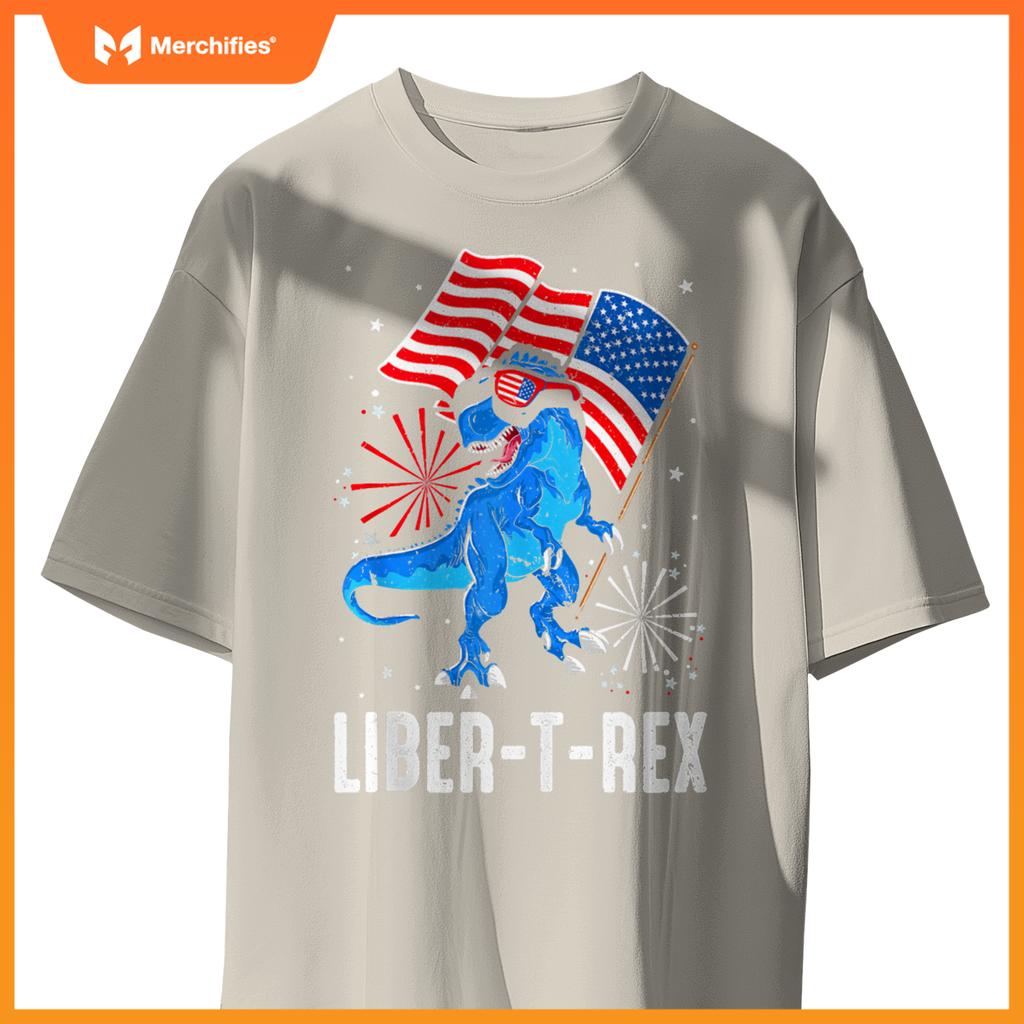 Patriotic Dinosaur 4th Of July USA Flag T Rex American Dino T-Shirt
