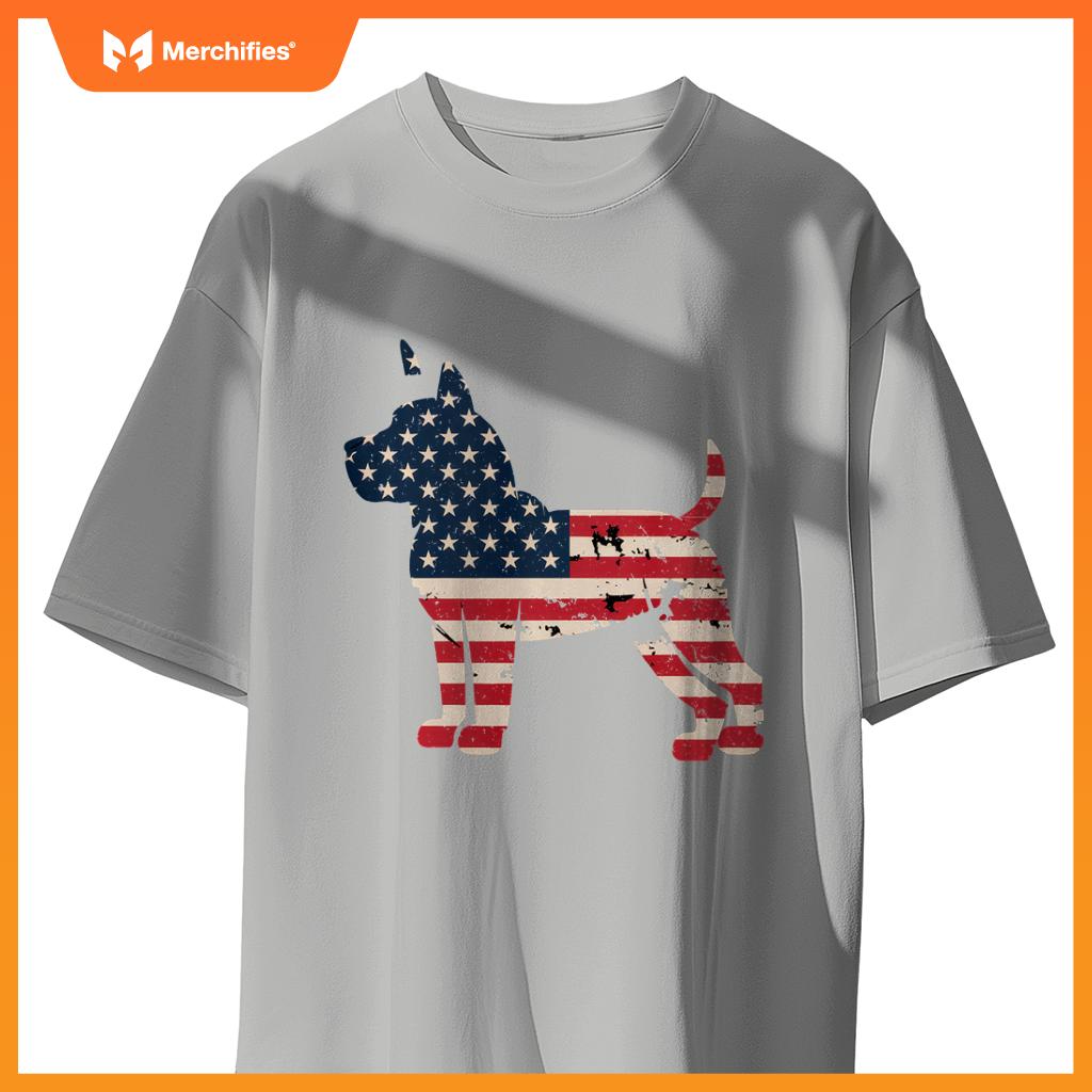 Patriotic Dog Lover USA Flag Design 4th of July American T-Shirt