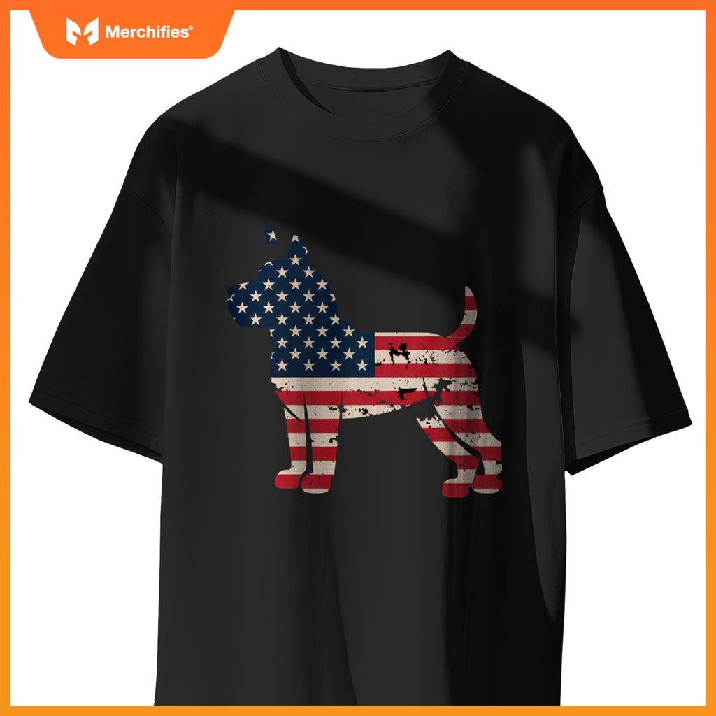 Patriotic Dog Lover USA Flag Design 4th of July American T-Shirt