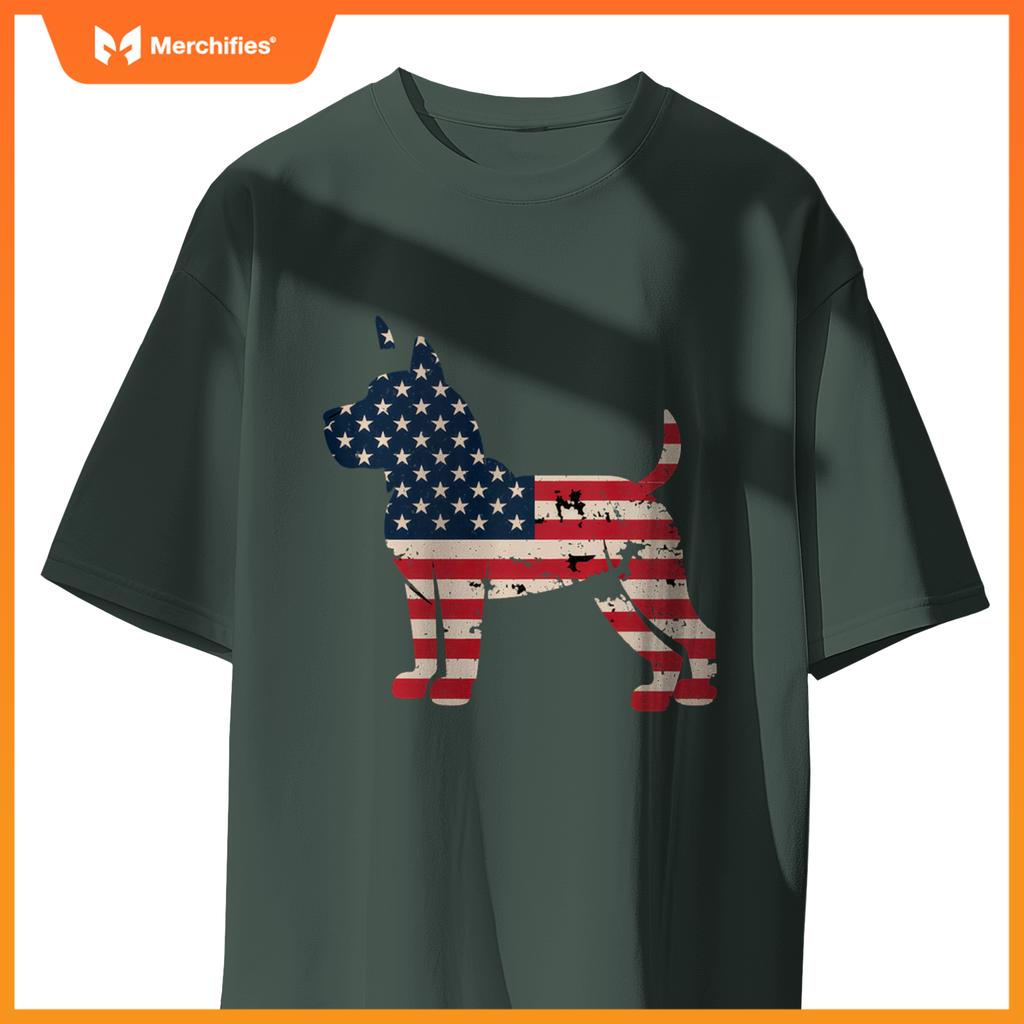 Patriotic Dog Lover USA Flag Design 4th of July American T-Shirt