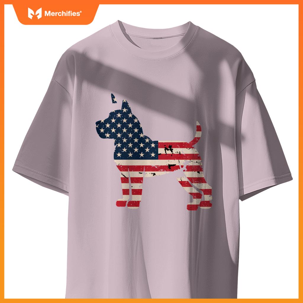 Patriotic Dog Lover USA Flag Design 4th of July American T-Shirt