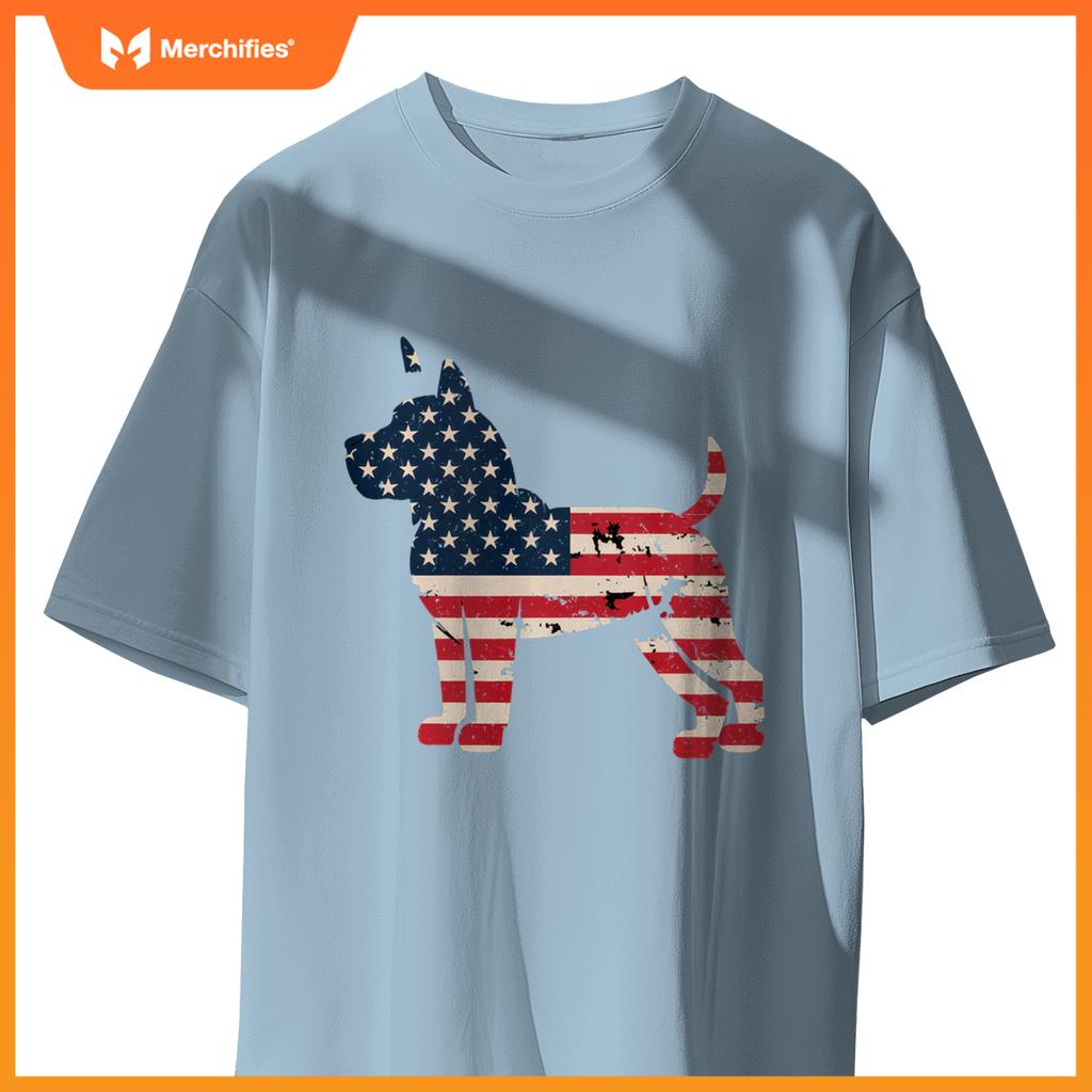 Patriotic Dog Lover USA Flag Design 4th of July American T-Shirt